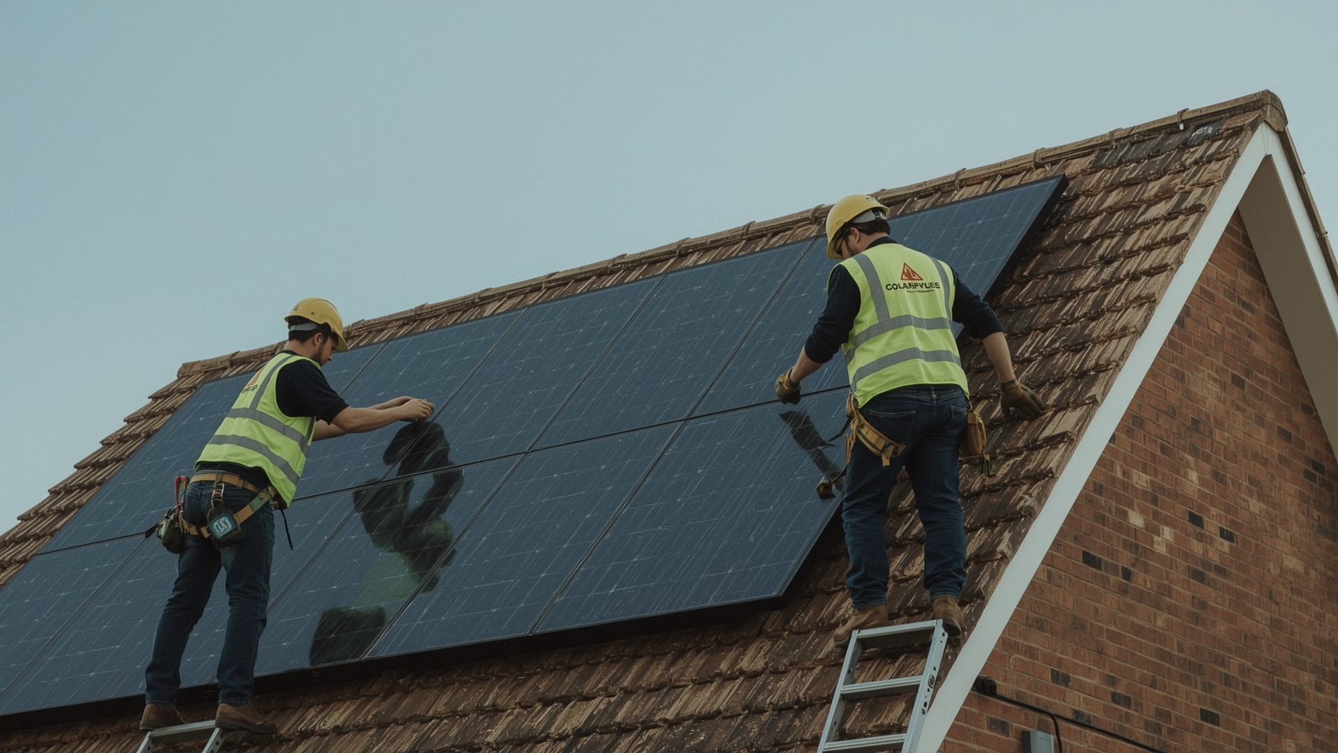 JA Solar panels being installed on UK home roof by certified MCS installers through ECO4 scheme
